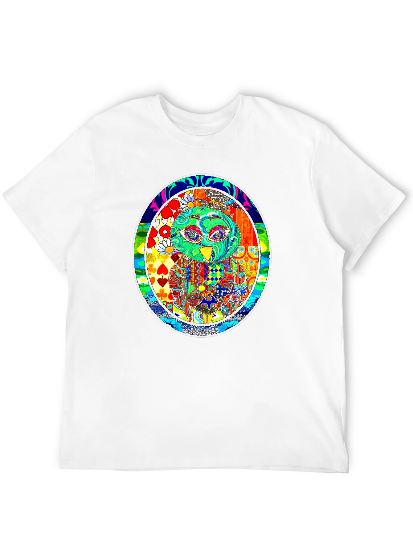 Psychedelic Owl Graphic T-Shirt - Black