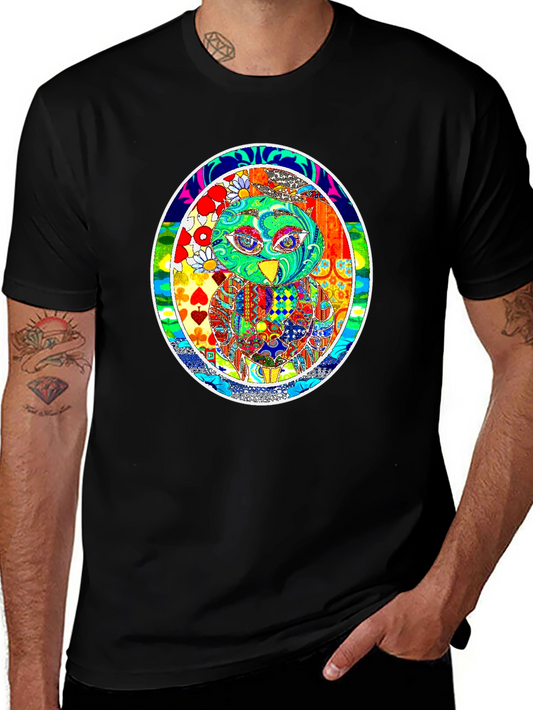 Psychedelic Owl Graphic T-Shirt - Black