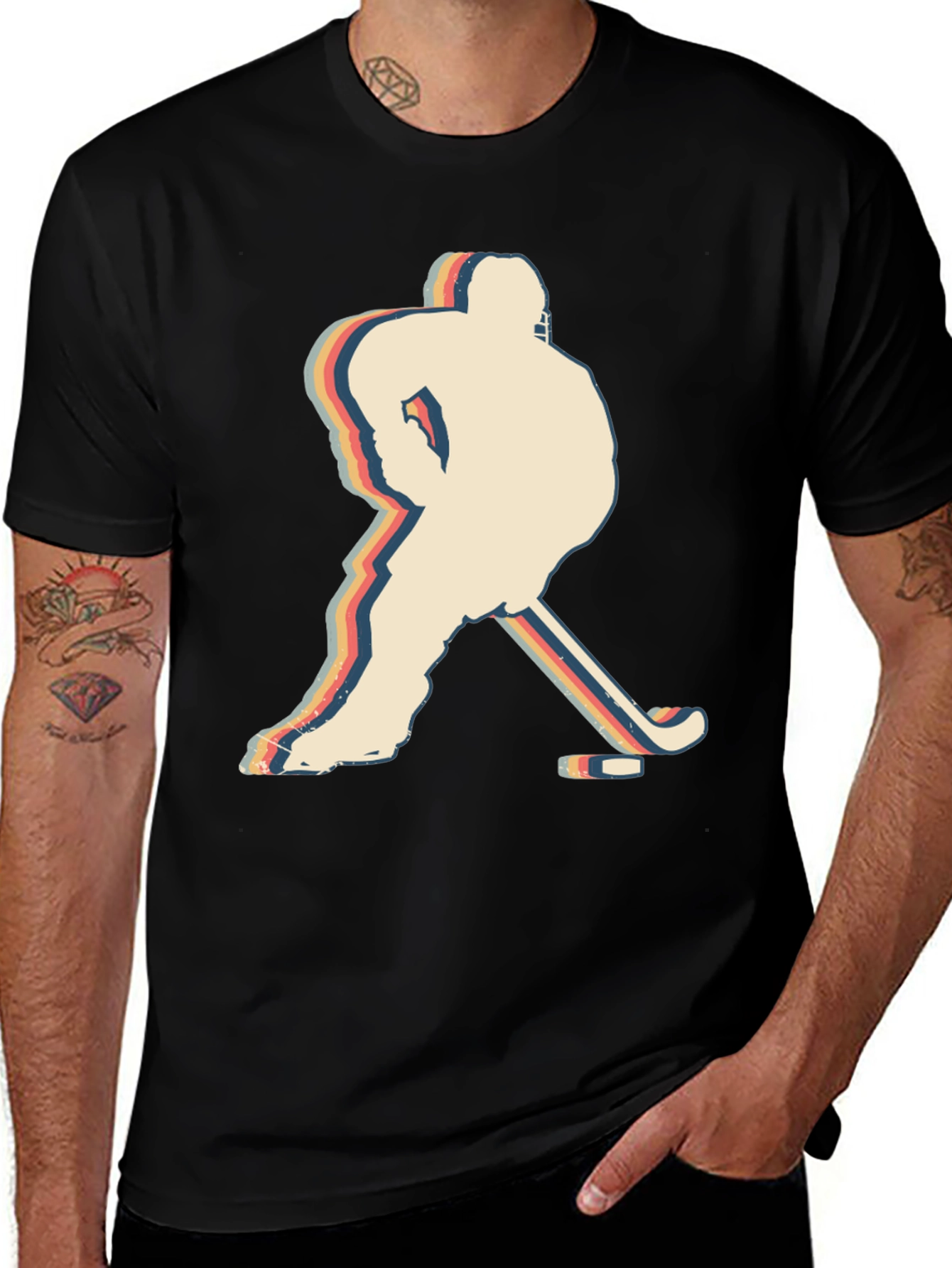 Retro Hockey Player Silhouette Graphic T-Shirt