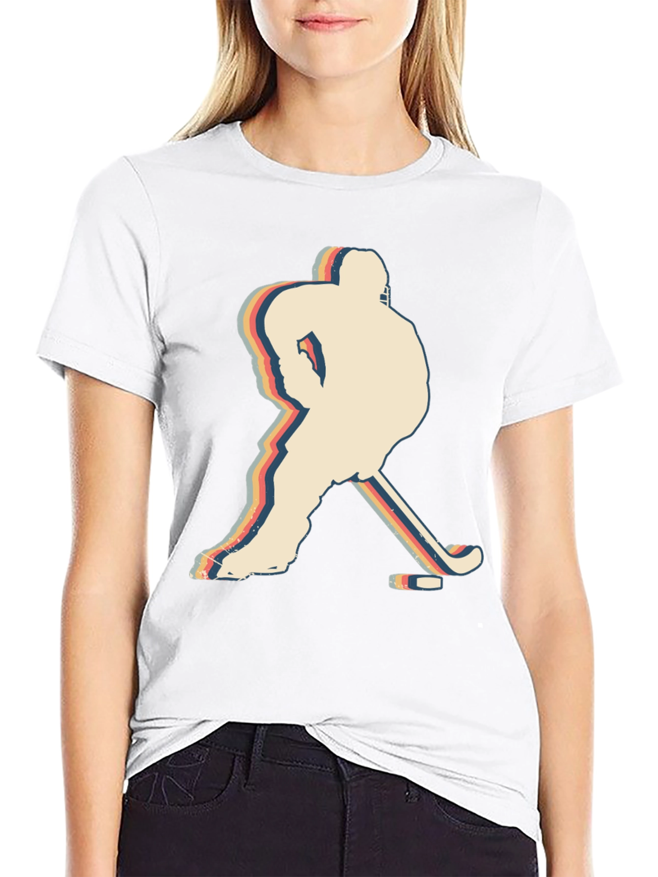 Retro Hockey Player Silhouette Graphic T-Shirt