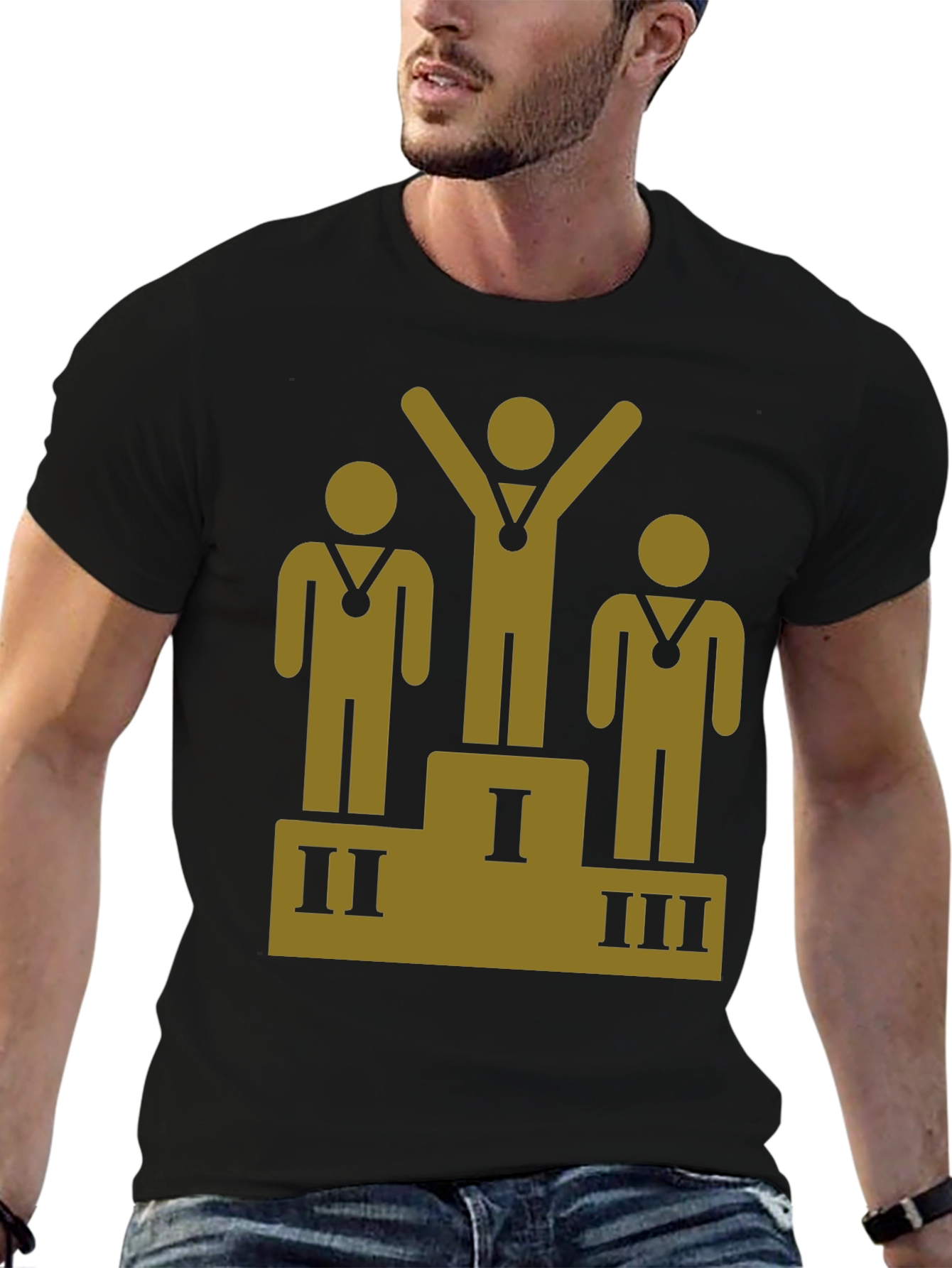 Podium Winner Graphic Tee - Black Cotton T-Shirt