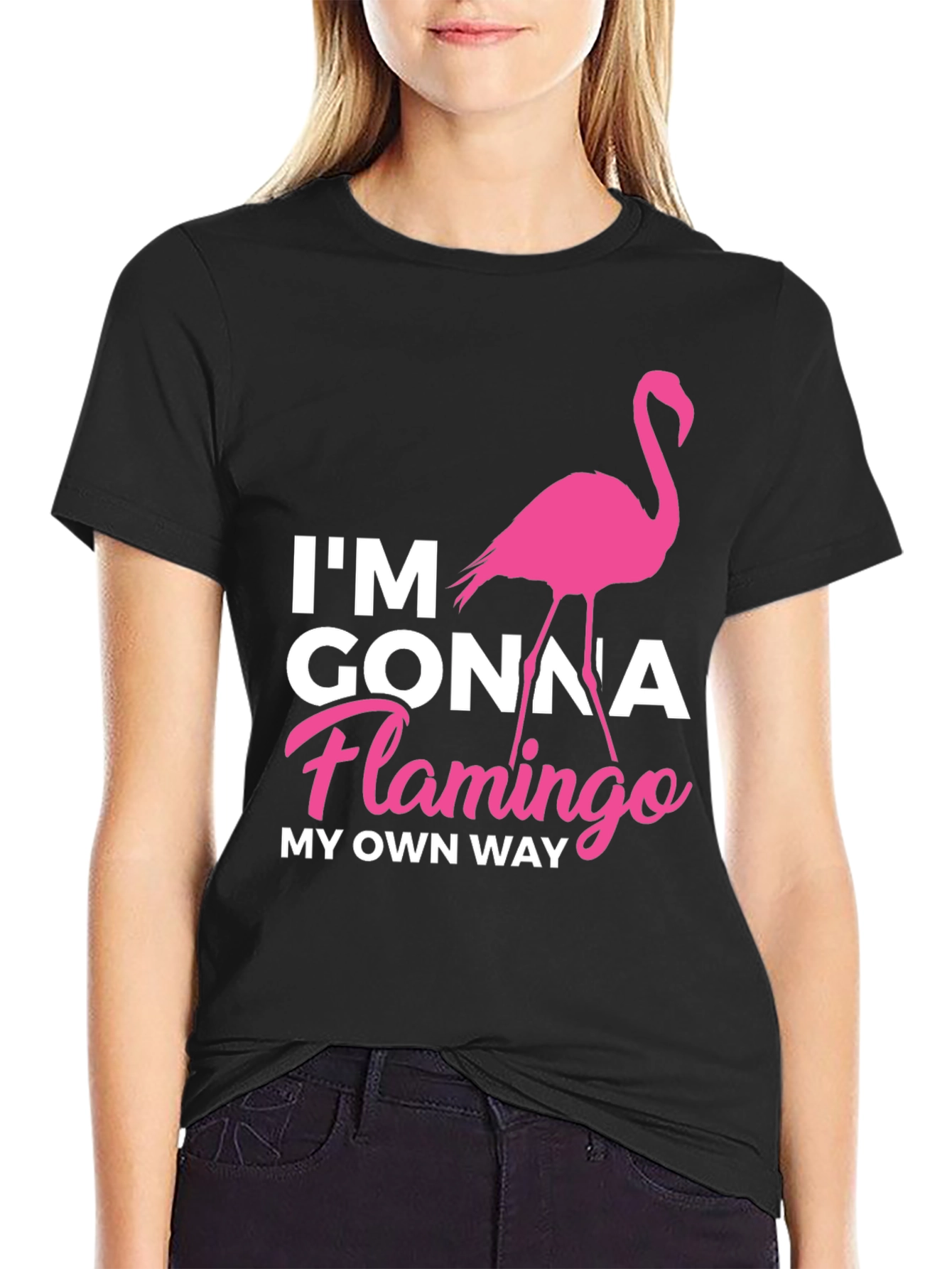 Im Gonna Flamingo My Own Way Black T-Shirt