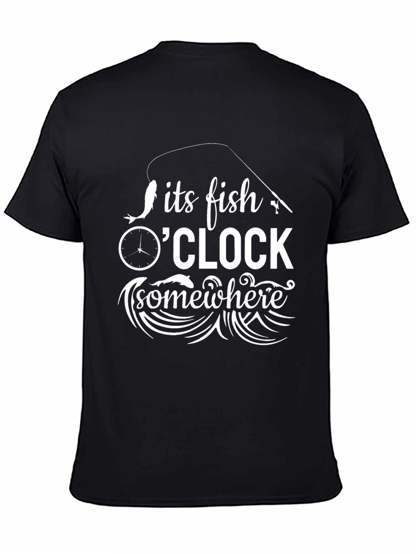 Its Fish OClock Somewhere Black T-Shirt