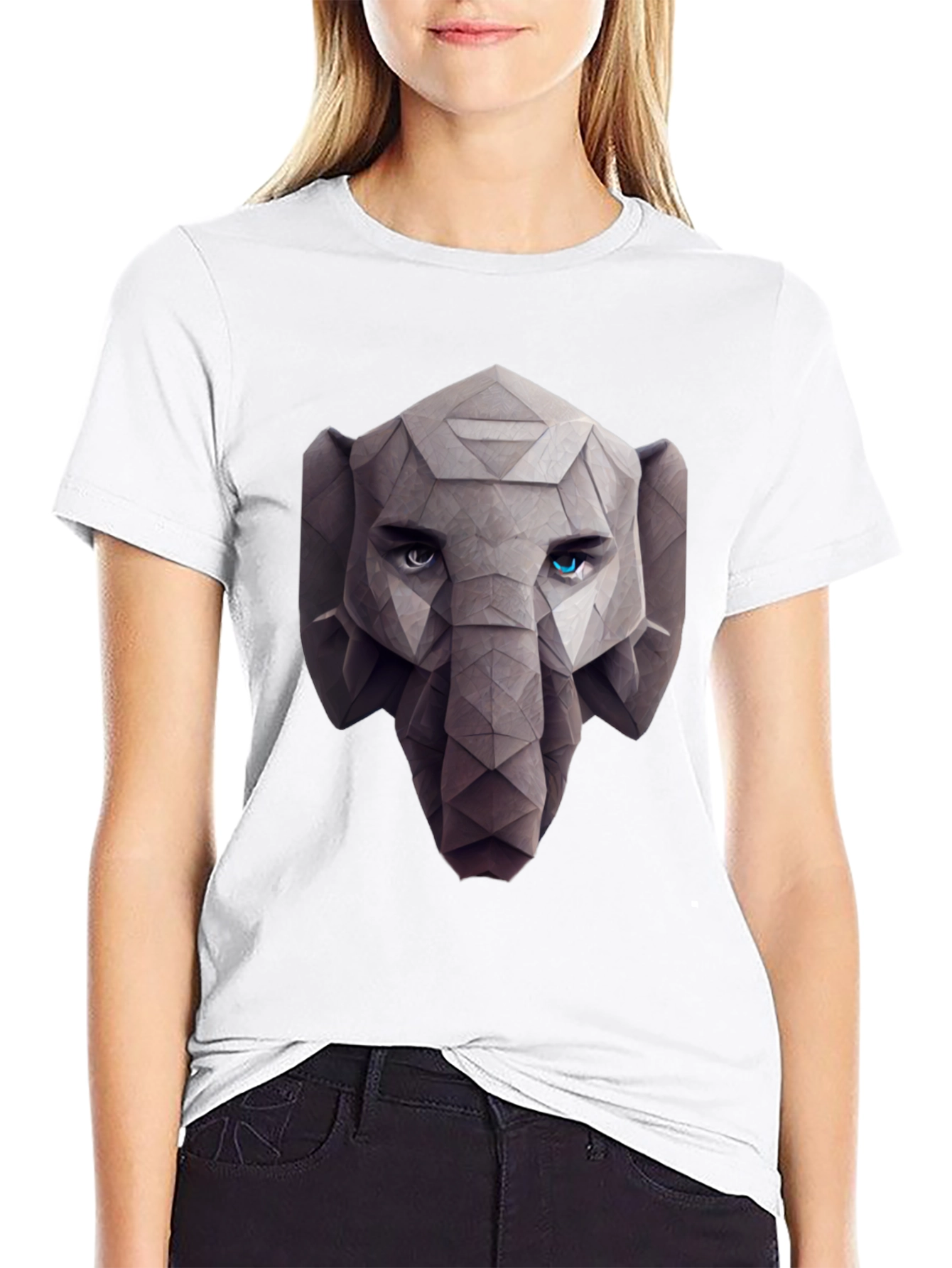 Geometric Elephant Graphic Tee - Stylish Black T-Shirt