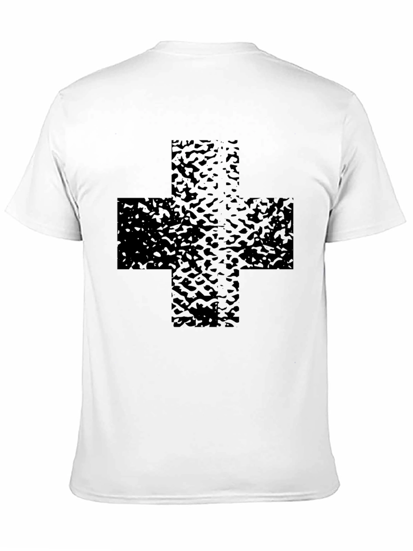 Black T-Shirt with Textured Cross Graphic