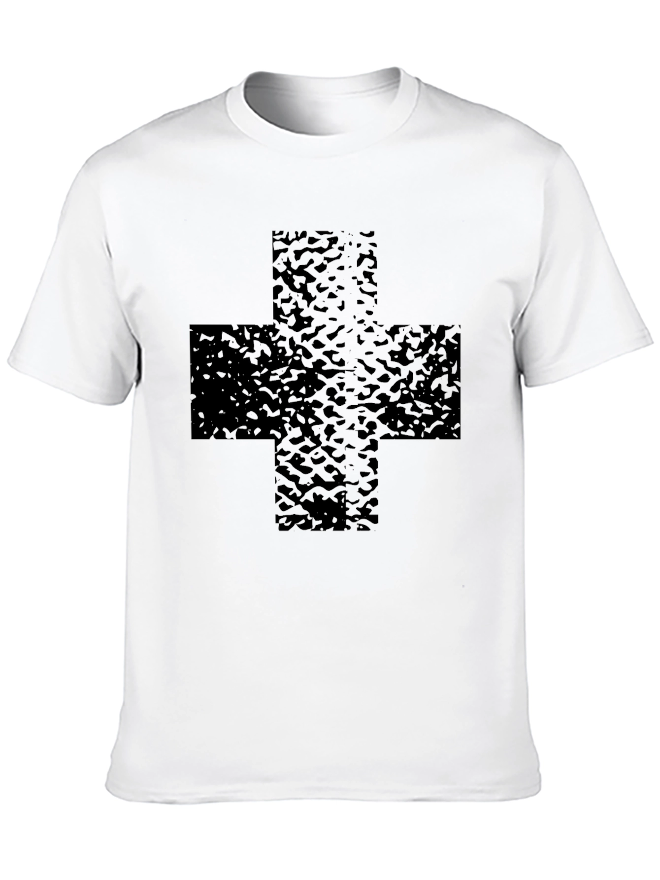 Black T-Shirt with Textured Cross Graphic