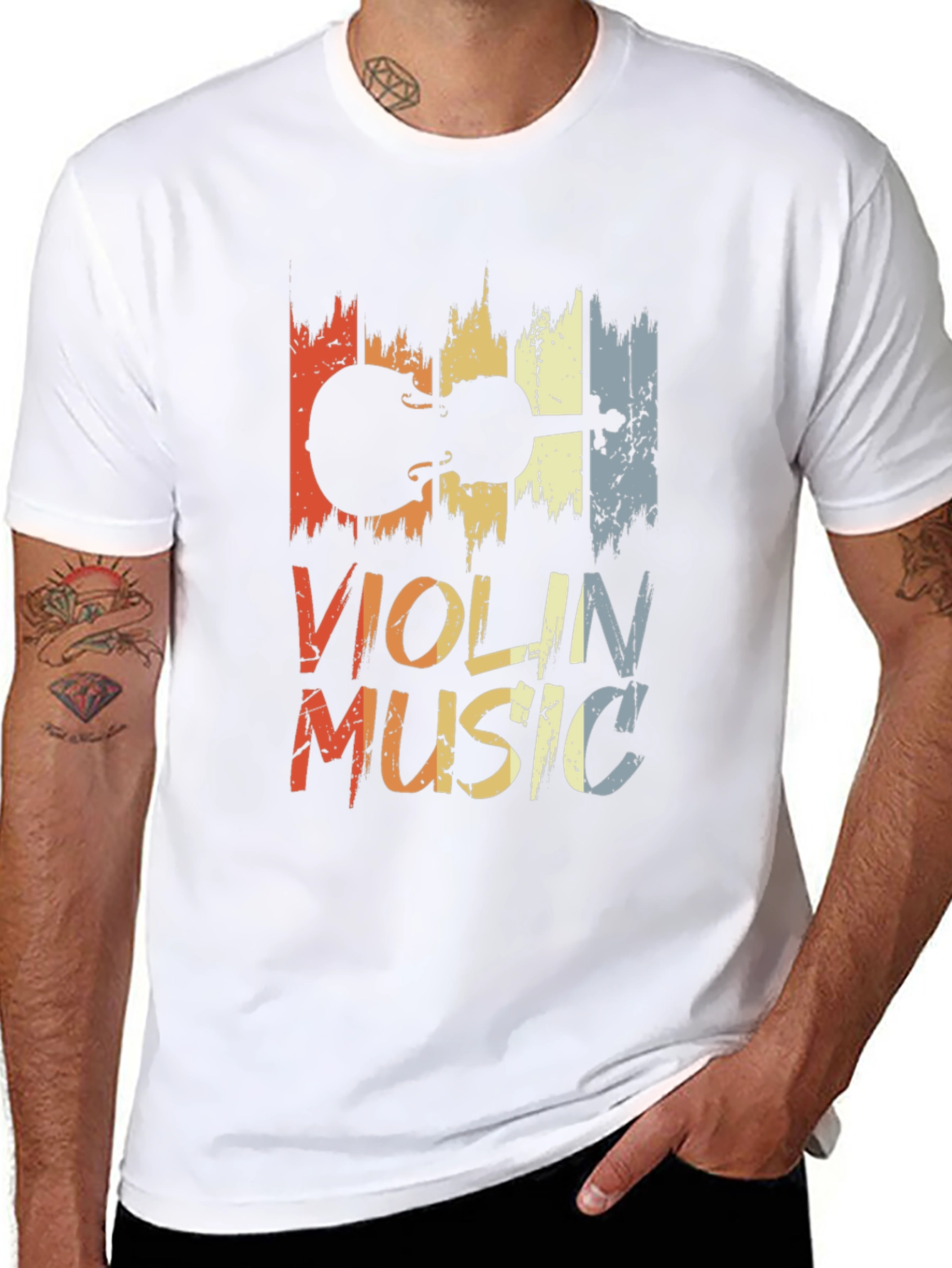 Violin Music Graphic Tee - Retro Style