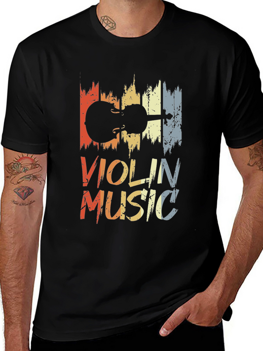 Violin Music Graphic Tee - Retro Style