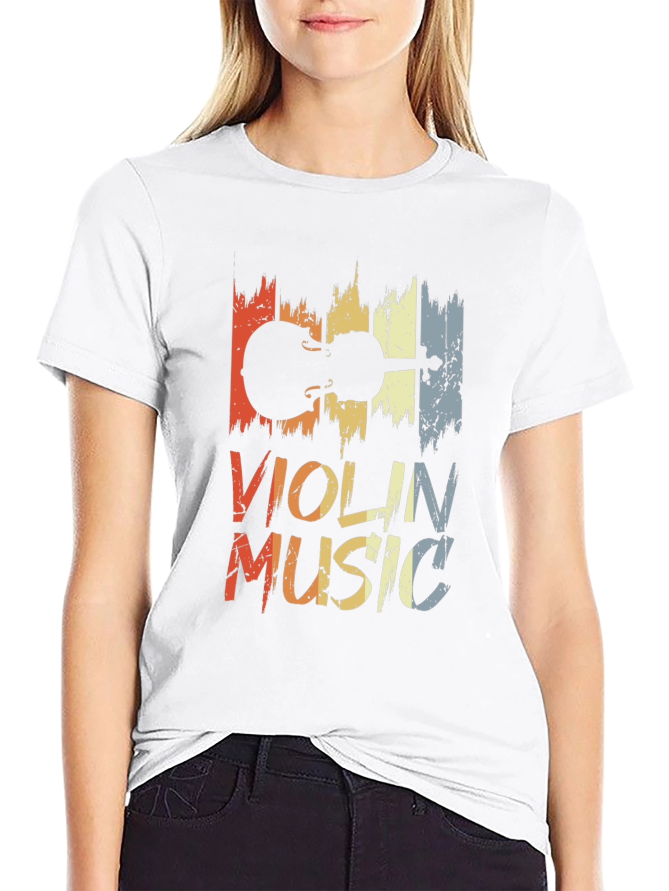 Violin Music Graphic Tee - Retro Style