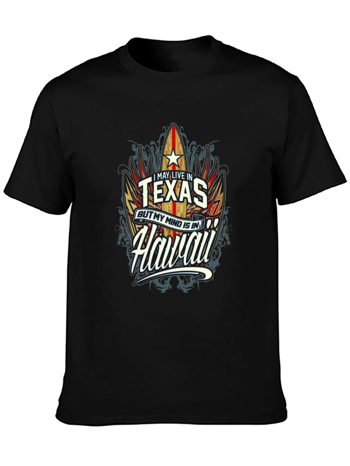 Texas Mind Hawaii Graphic Tee - Mens Black T-Shirt