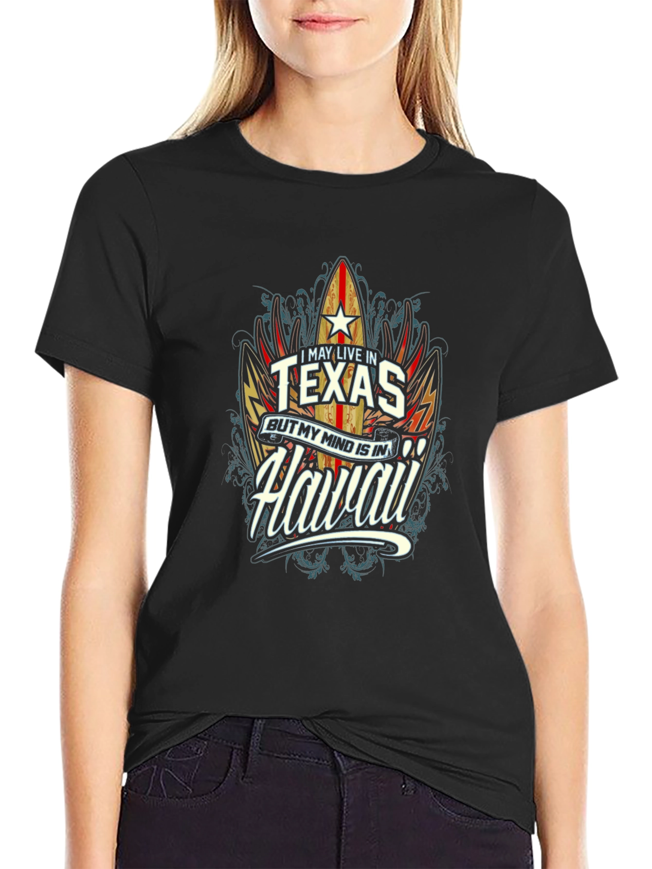 Texas Mind Hawaii Graphic Tee - Mens Black T-Shirt