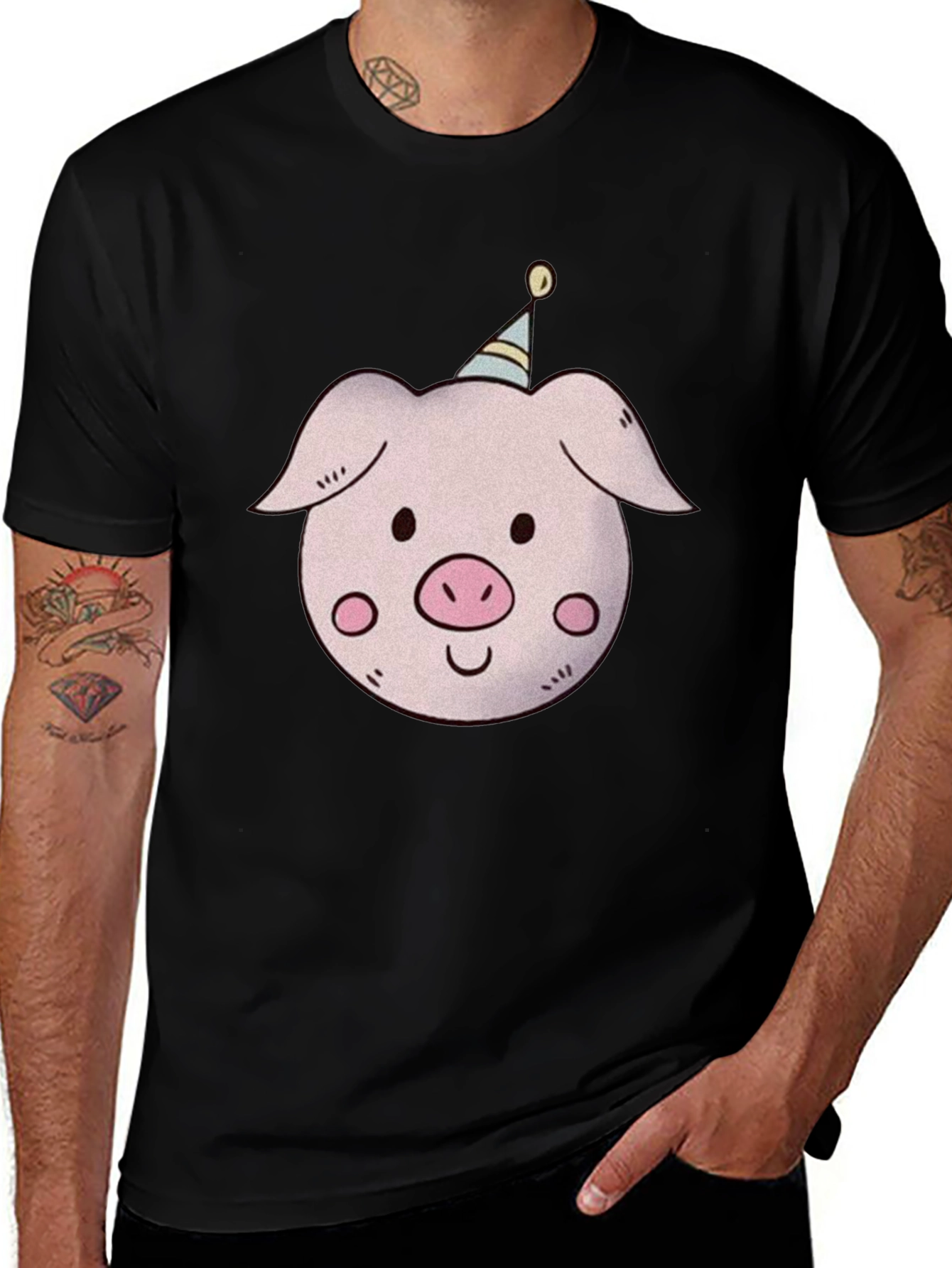 Pig with Party Hat T-Shirt - Unisex