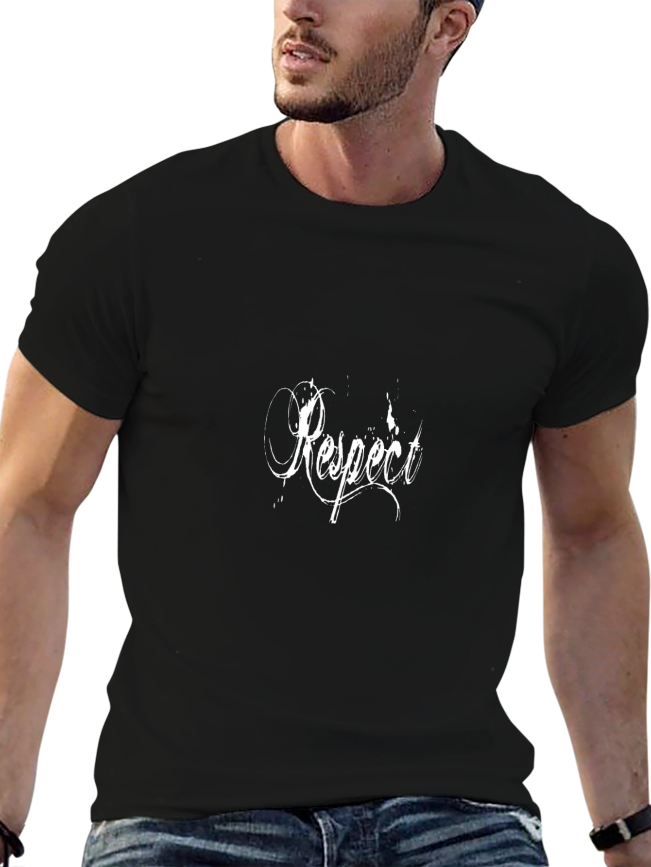 Respect Graphic Tee - Black Cotton T-Shirt