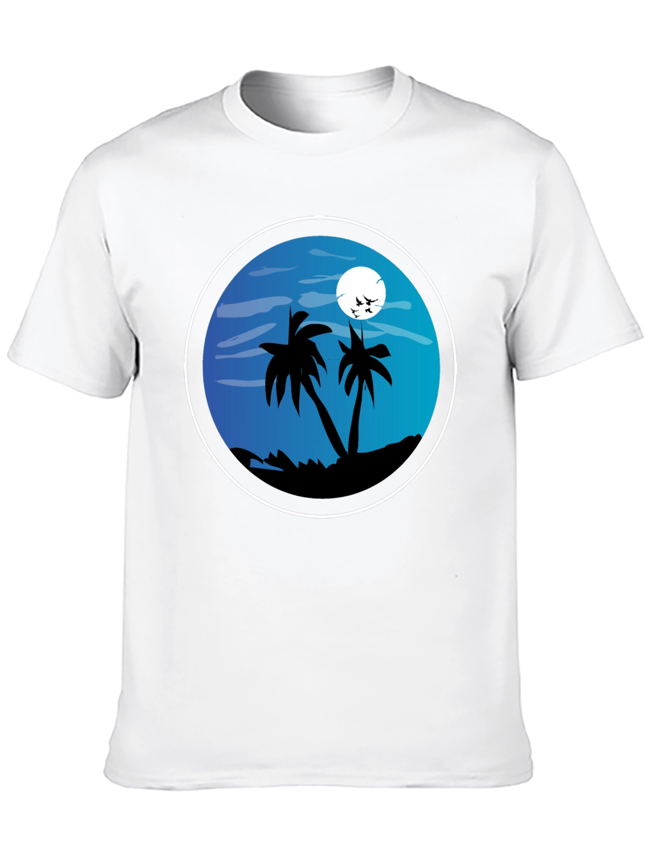 Tropical Beach T-Shirt - Night Palm Tree Design