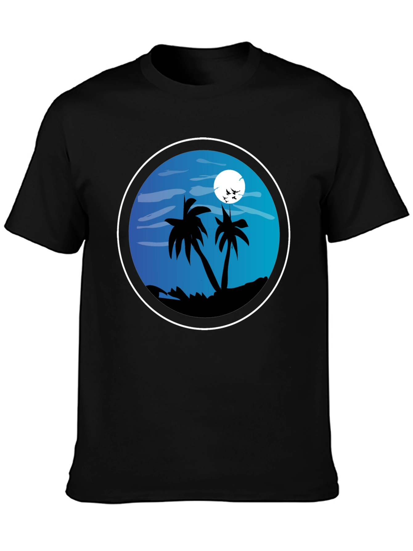 Tropical Beach T-Shirt - Night Palm Tree Design