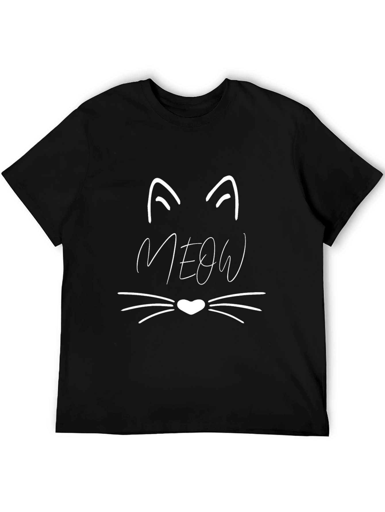 Cute Cat Meow Graphic T-Shirt - Black
