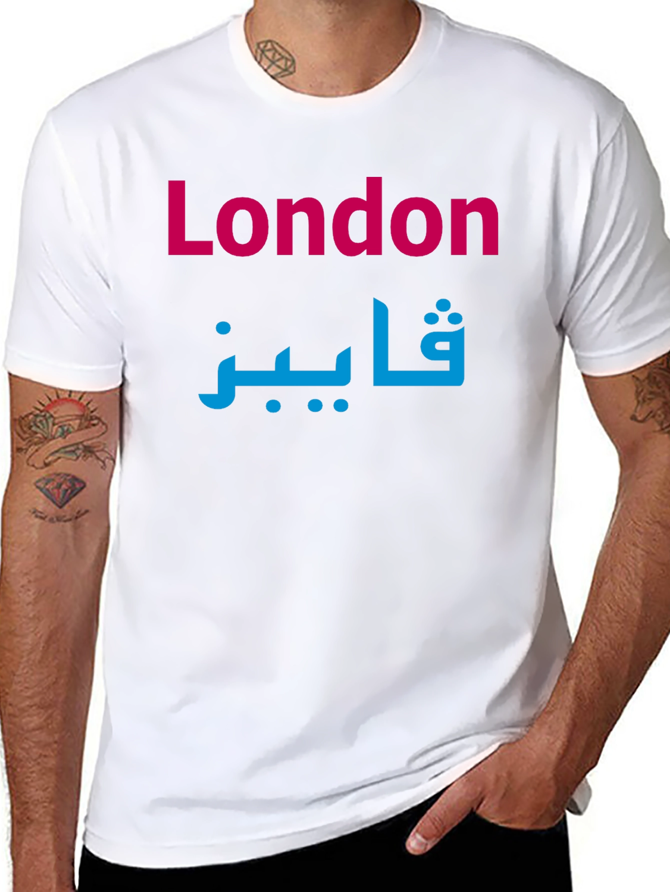 London Paris Arabic Script Graphic T-Shirt