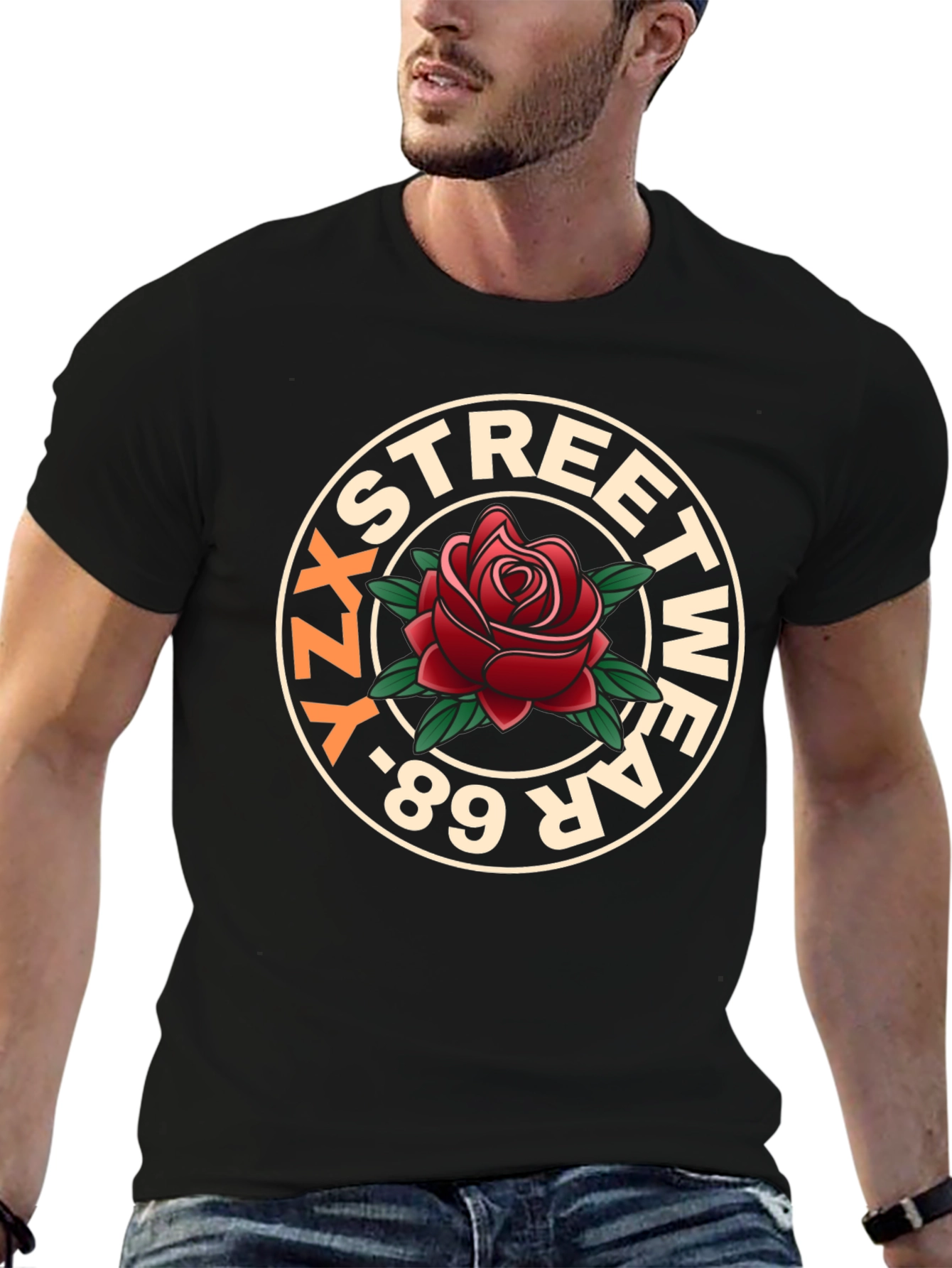 YZ Streetwear 89 Rose Graphic T-Shirt