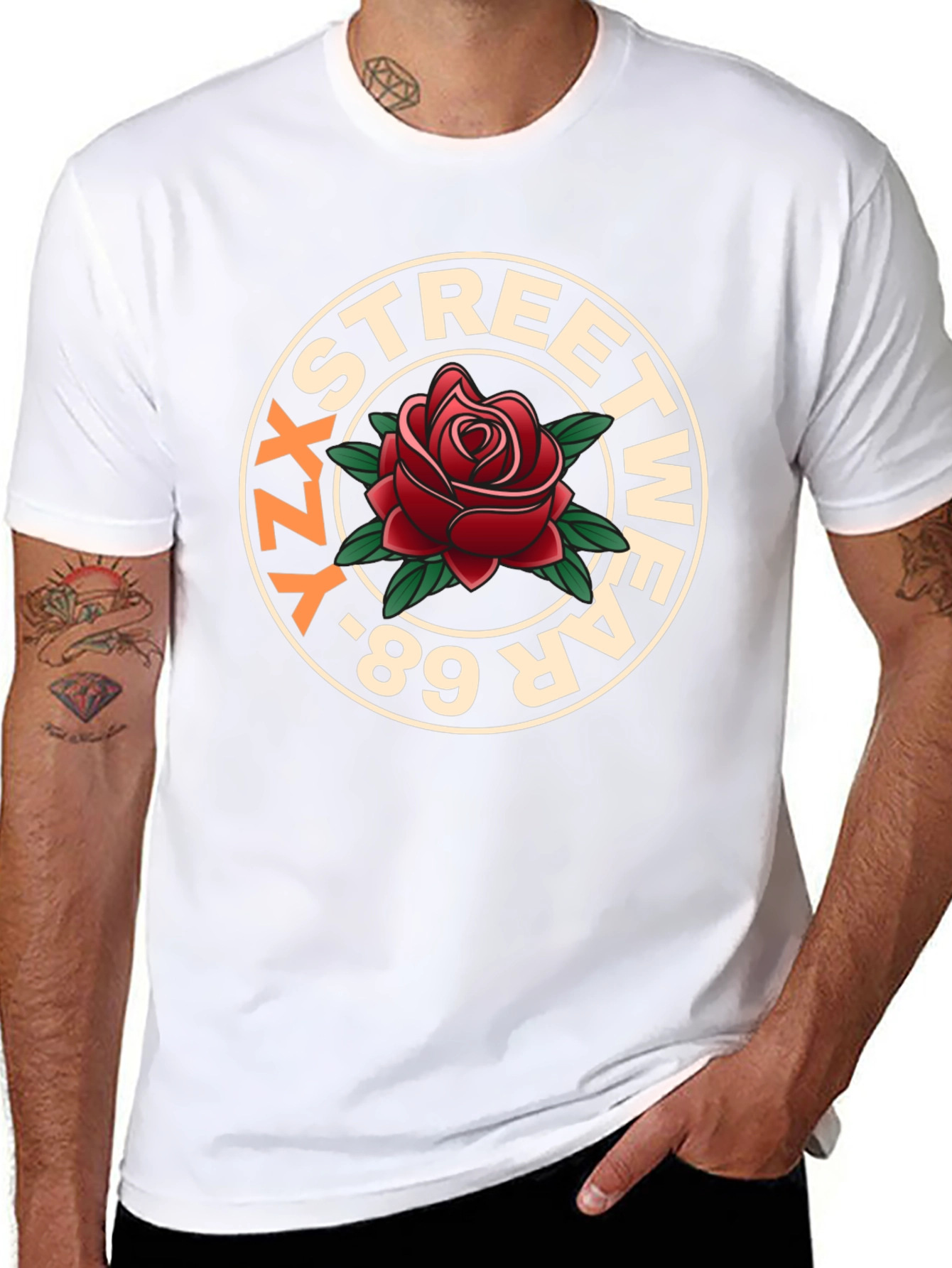 YZ Streetwear 89 Rose Graphic T-Shirt