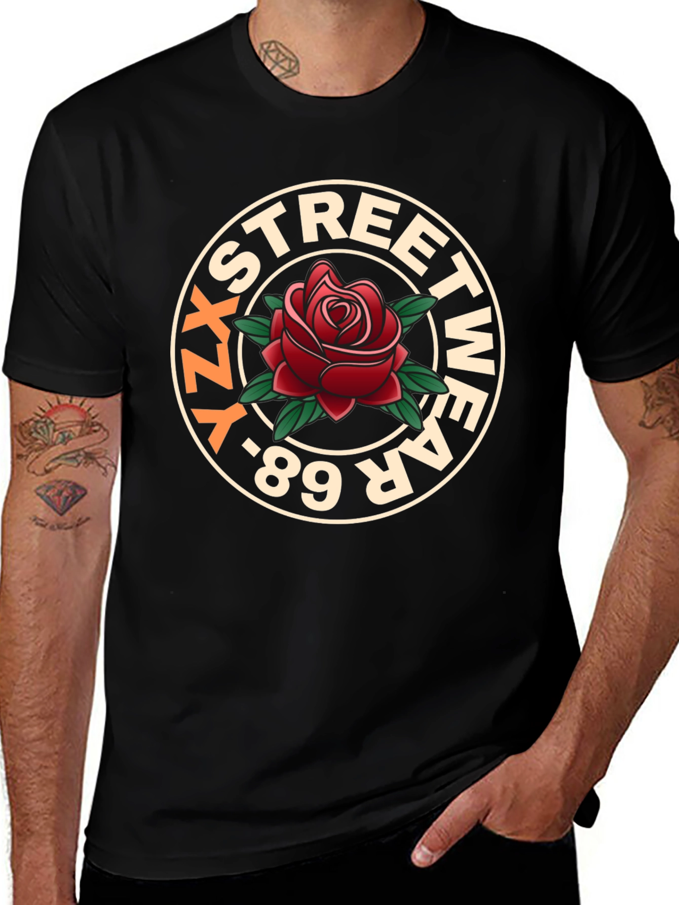 YZ Streetwear 89 Rose Graphic T-Shirt