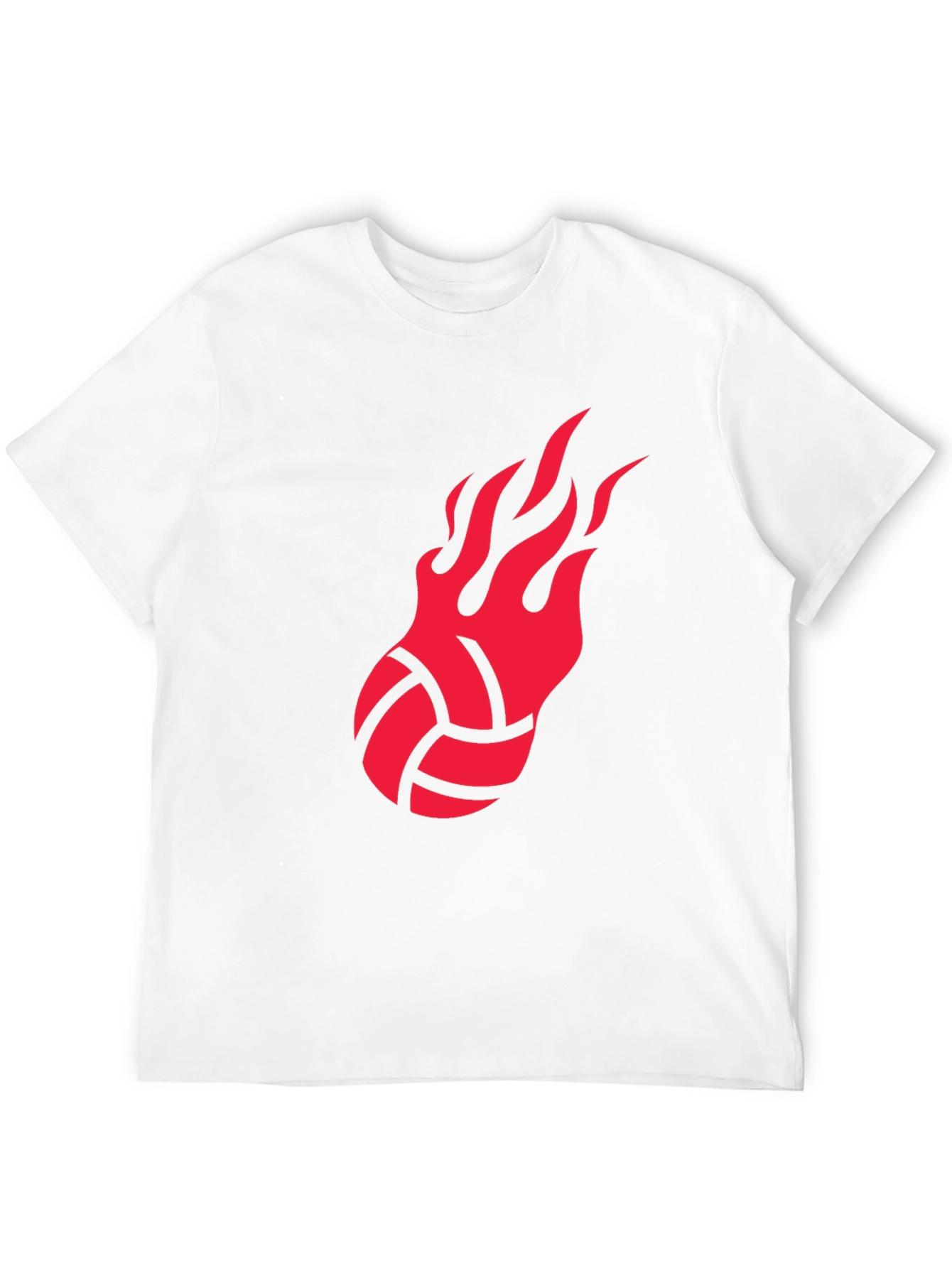 Fiery Volleyball Graphic Tee - Black Cotton Shirt