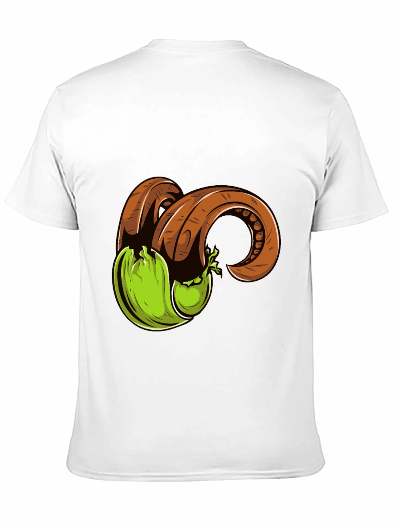 Black T-Shirt with Horned Fruit Graphic Print