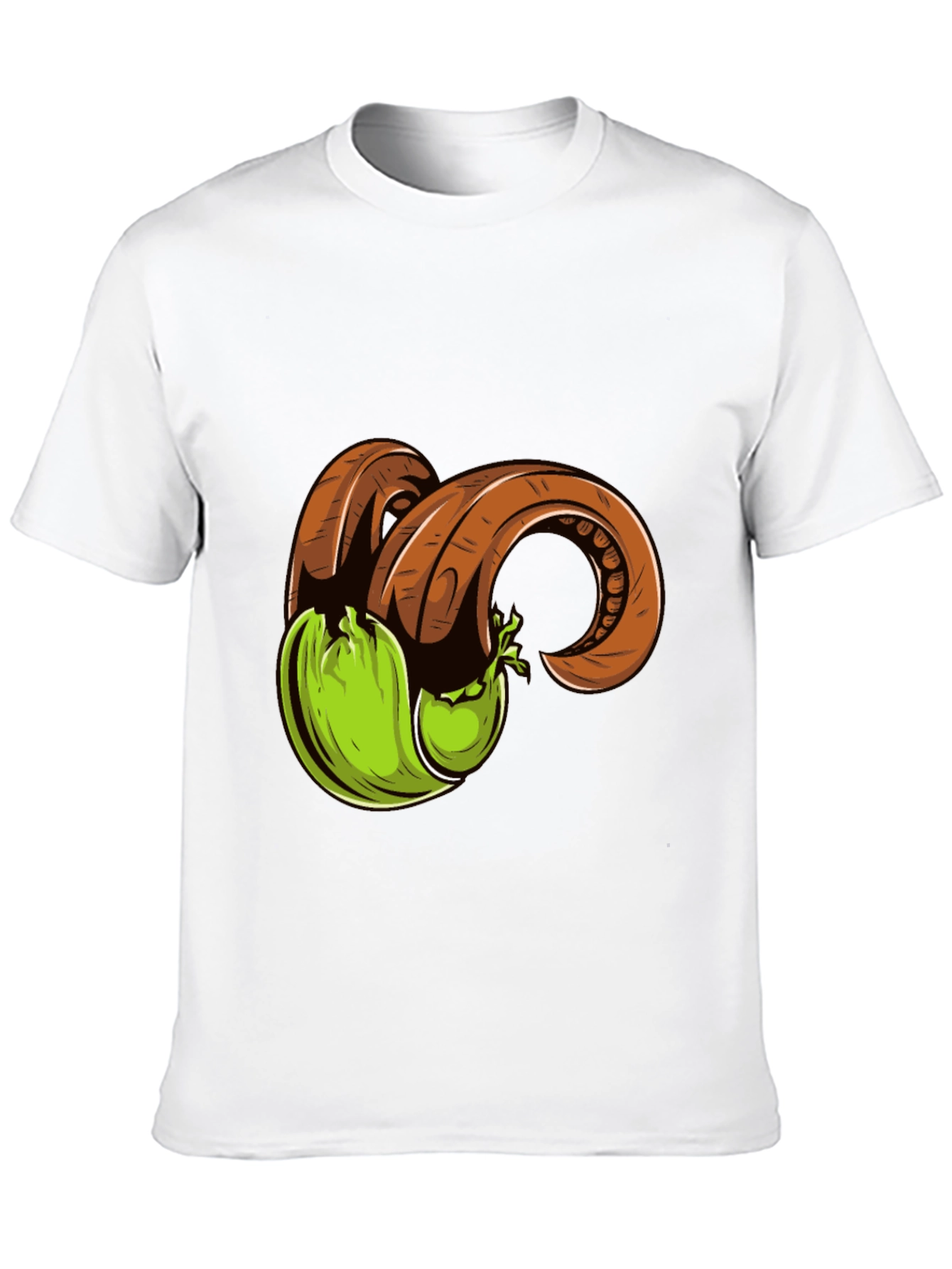 Black T-Shirt with Horned Fruit Graphic Print