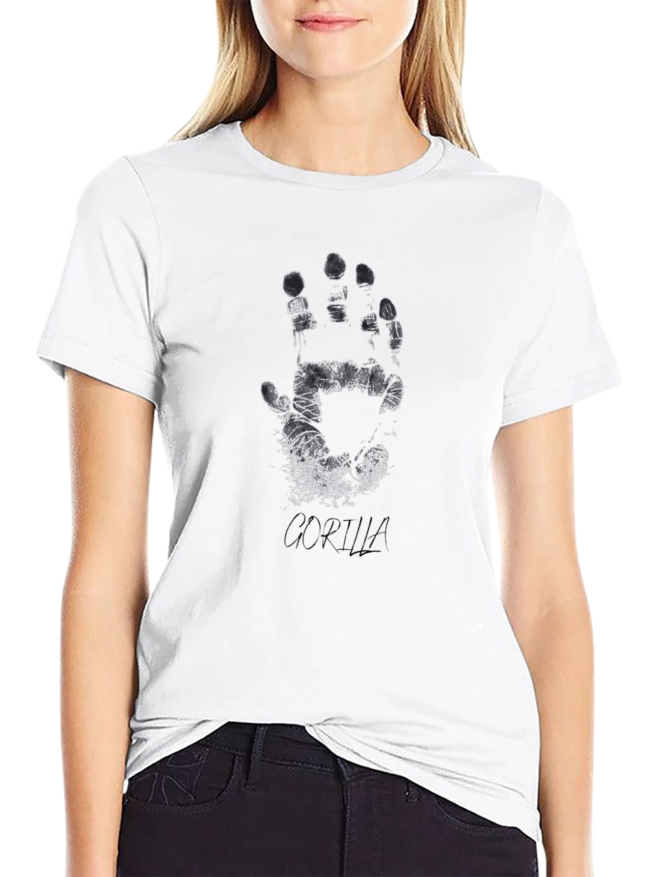 Distressed Handprint Graphic Tee - Black