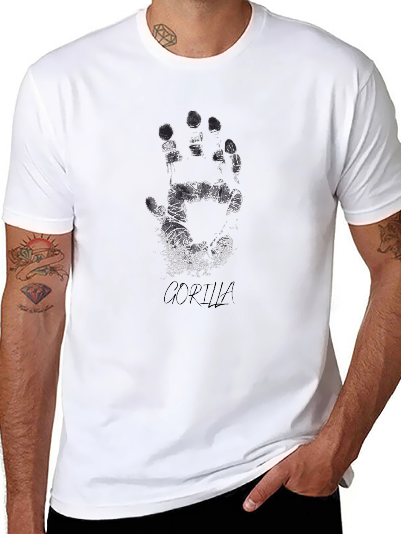 Distressed Handprint Graphic Tee - Black