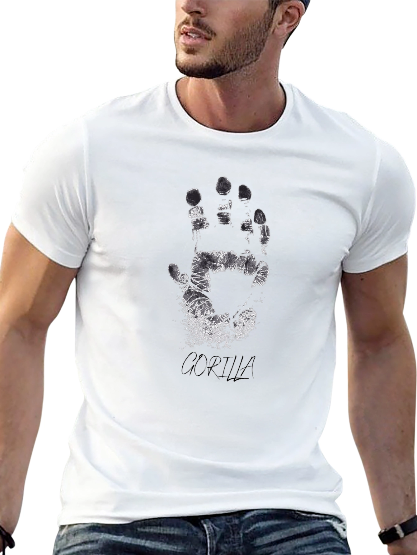 Distressed Handprint Graphic Tee - Black