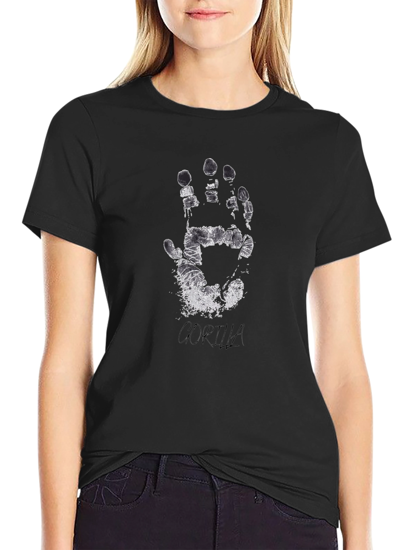 Distressed Handprint Graphic Tee - Black