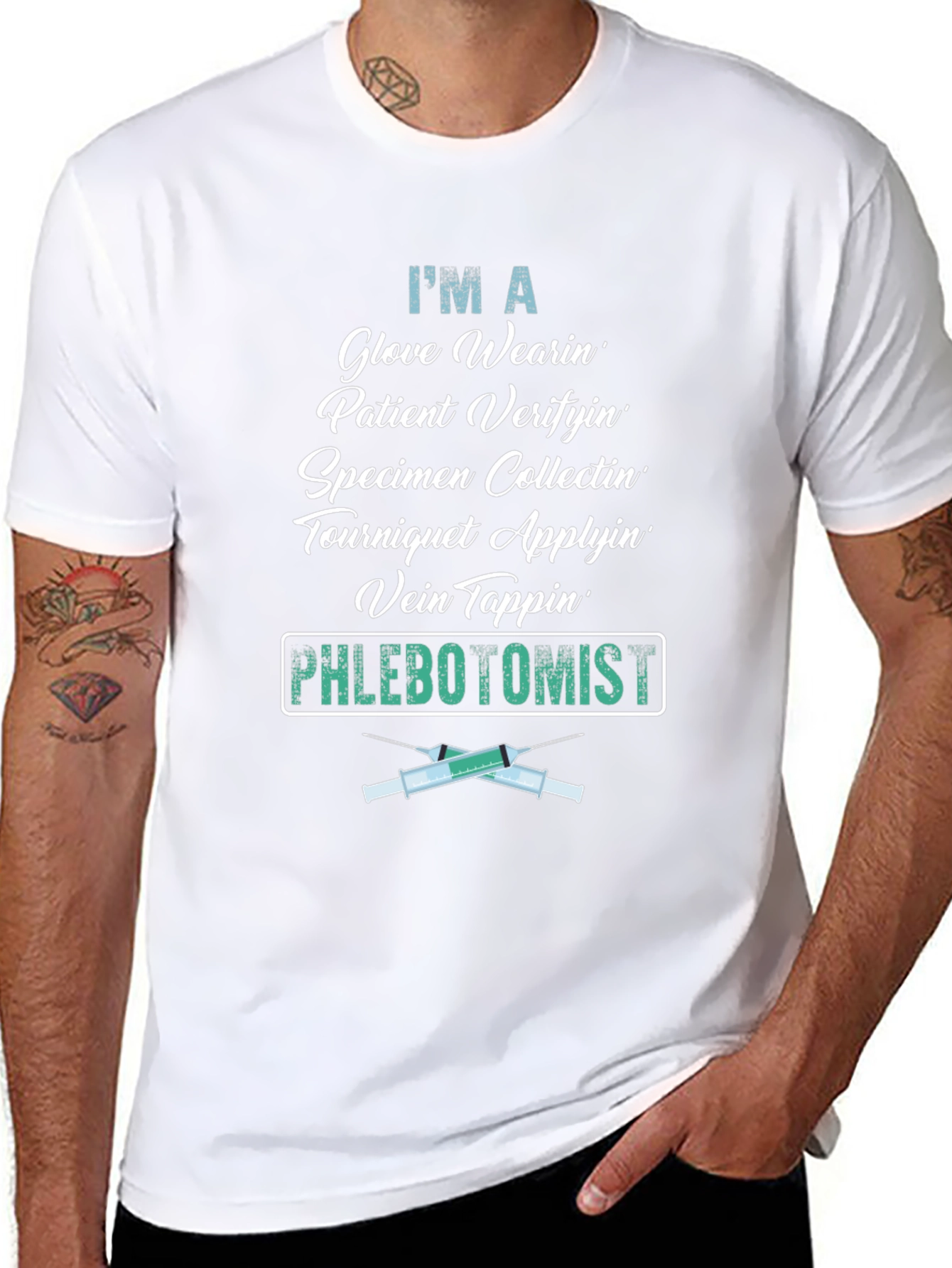 Phlebotomist T-Shirt - Glove Wearin Specimen Collectin