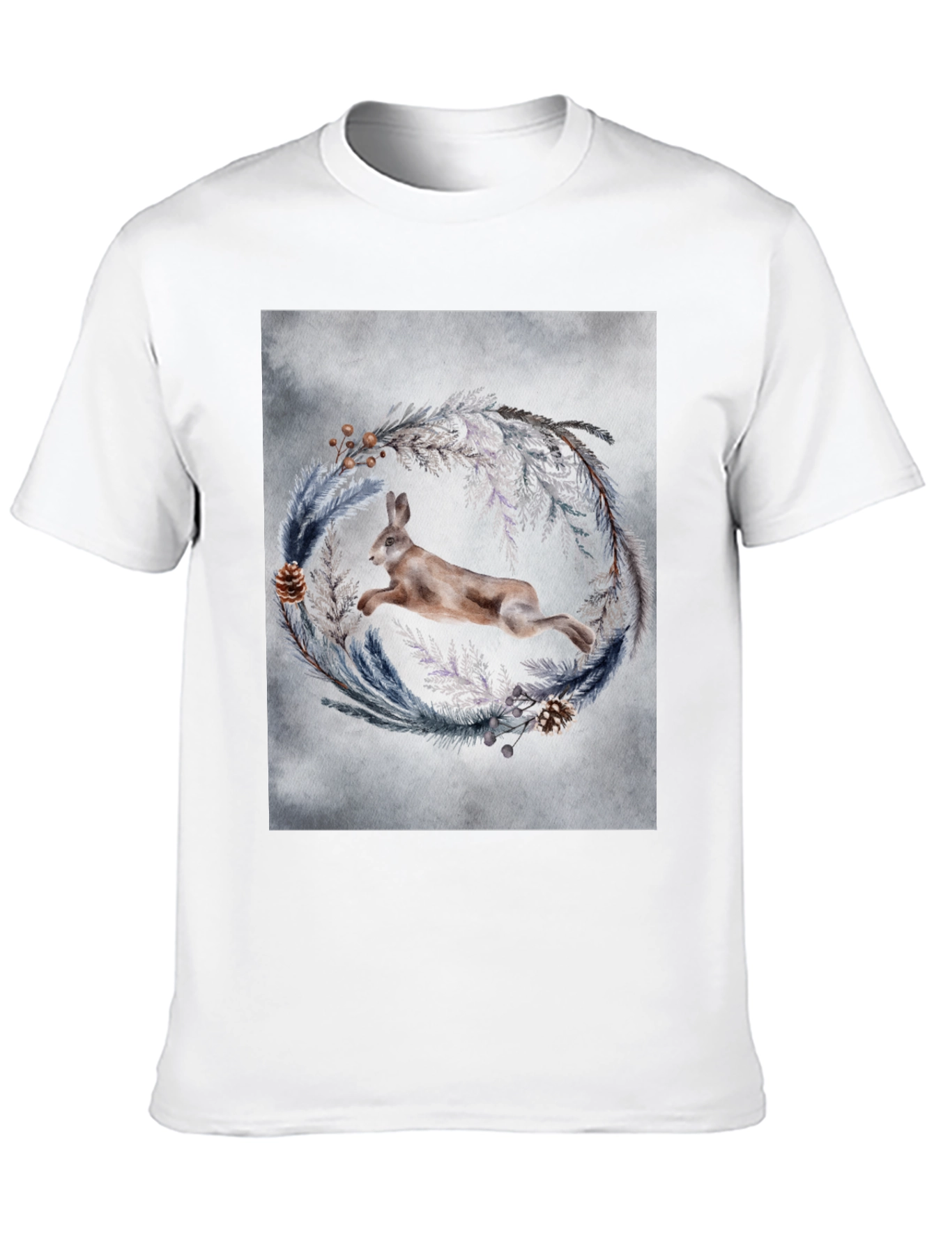 Leaping Hare Wreath Graphic T-Shirt