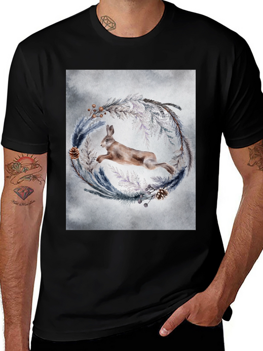 Leaping Hare Wreath Graphic T-Shirt