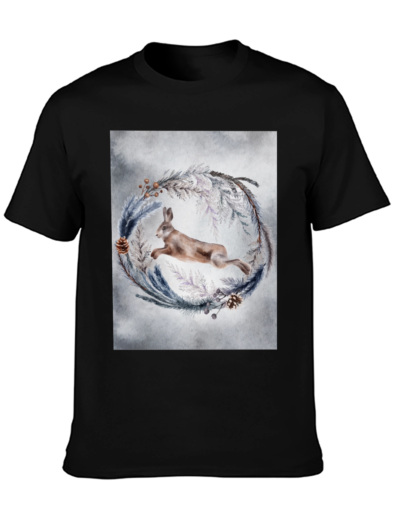 Leaping Hare Wreath Graphic T-Shirt