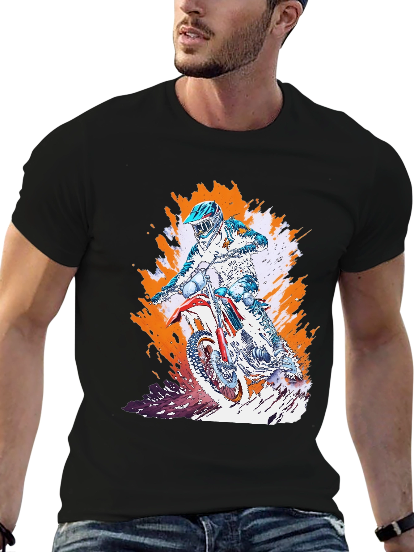 Motocross Rider T-Shirt - Black Graphic Tee