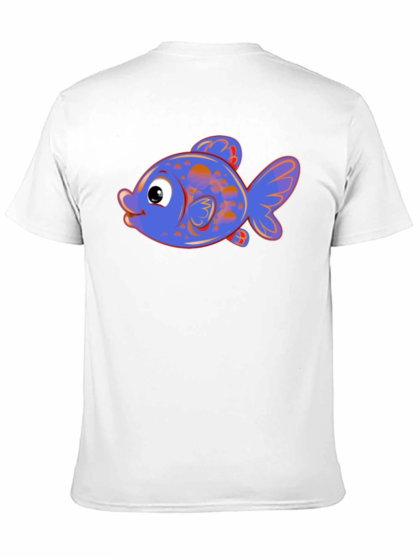 Cartoon Fish Graphic Tee - Black Cotton Blend
