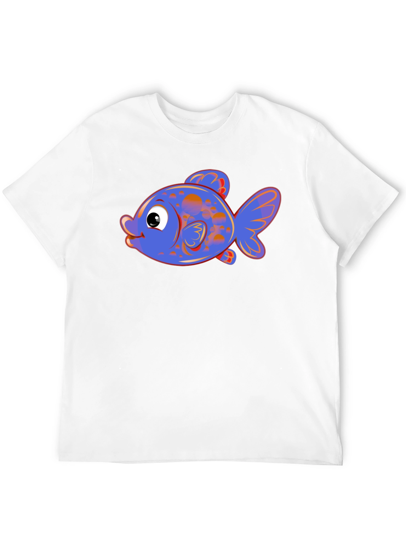 Cartoon Fish Graphic Tee - Black Cotton Blend