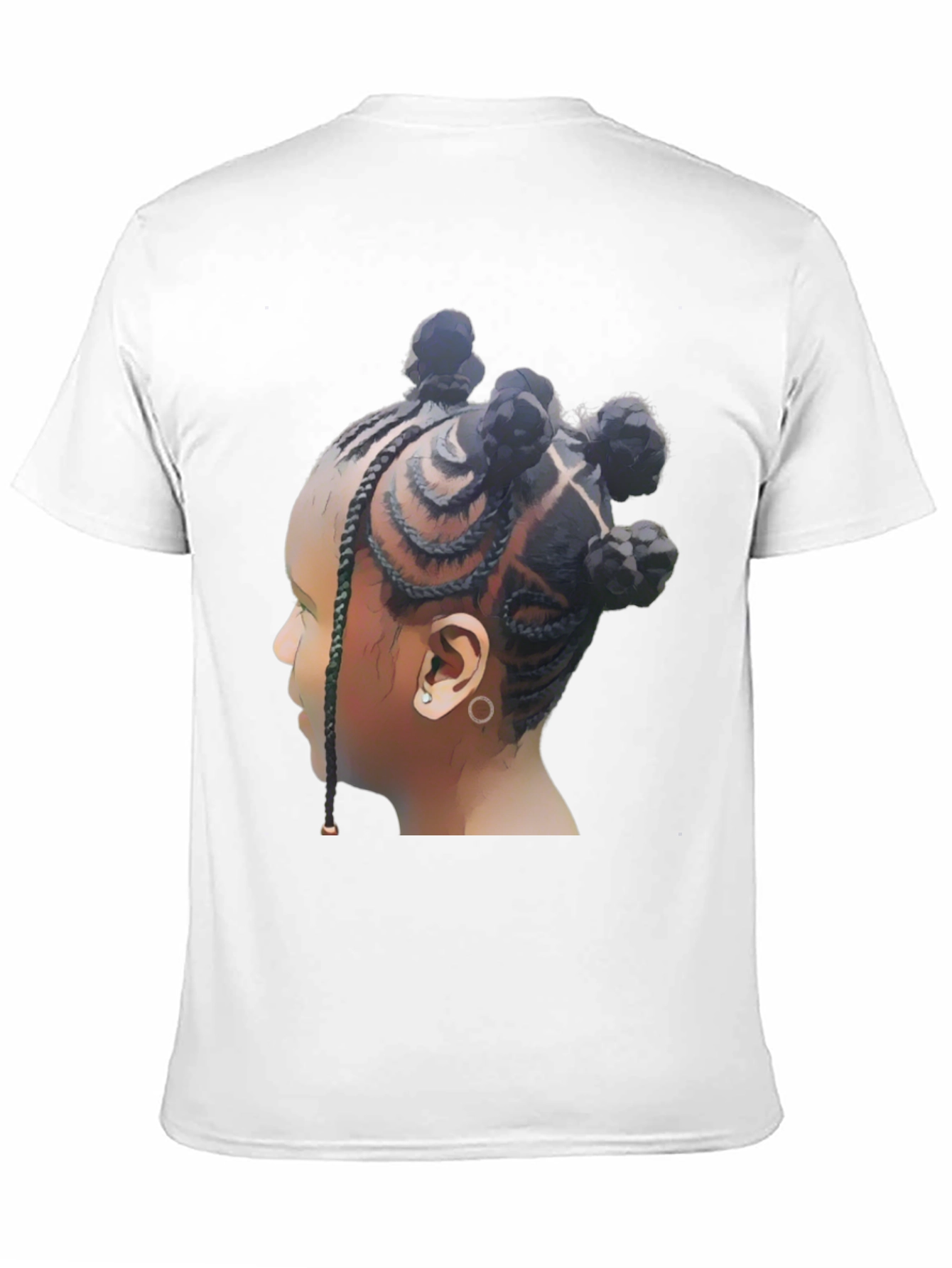 Stylish Black T-Shirt with Braided Hairstyle Graphic