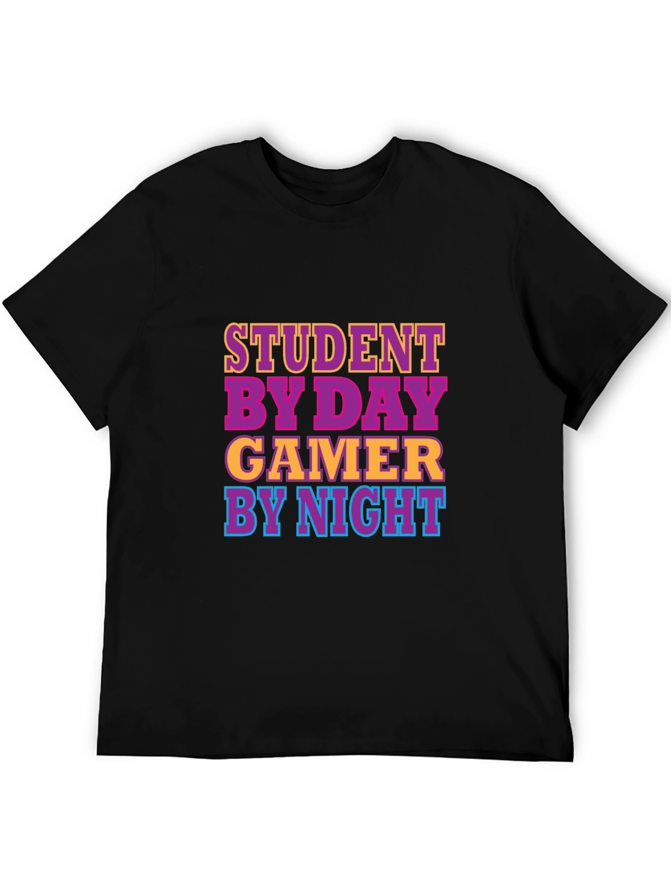 Student By Day Gamer By Night Black T-Shirt