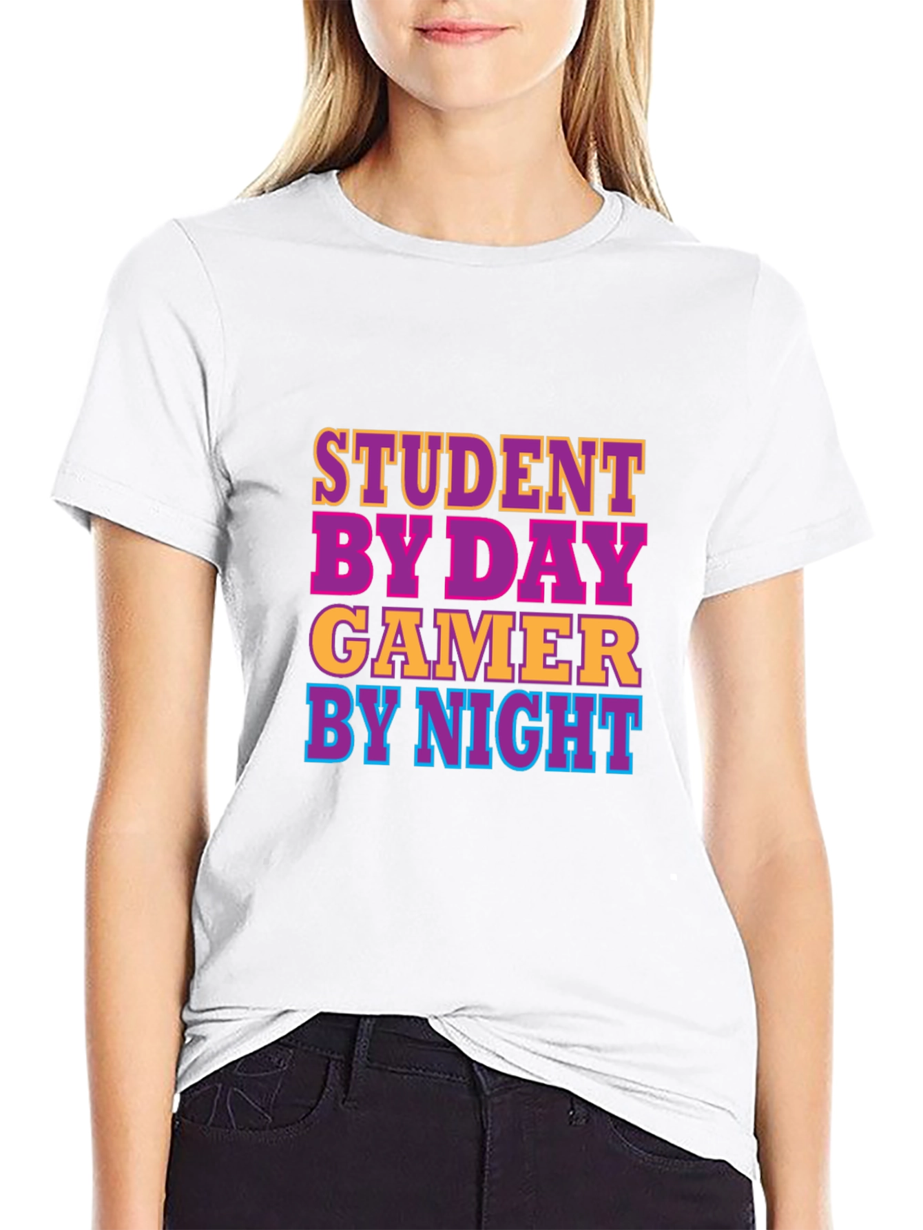 Student By Day Gamer By Night Black T-Shirt