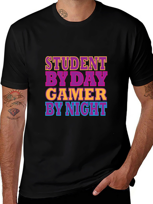 Student By Day Gamer By Night Black T-Shirt