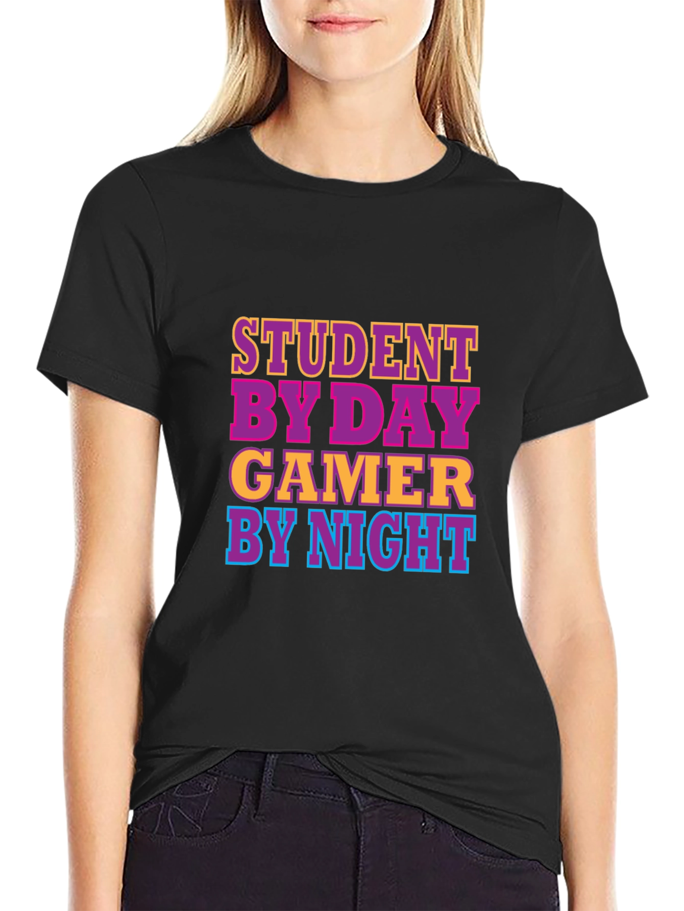 Student By Day Gamer By Night Black T-Shirt