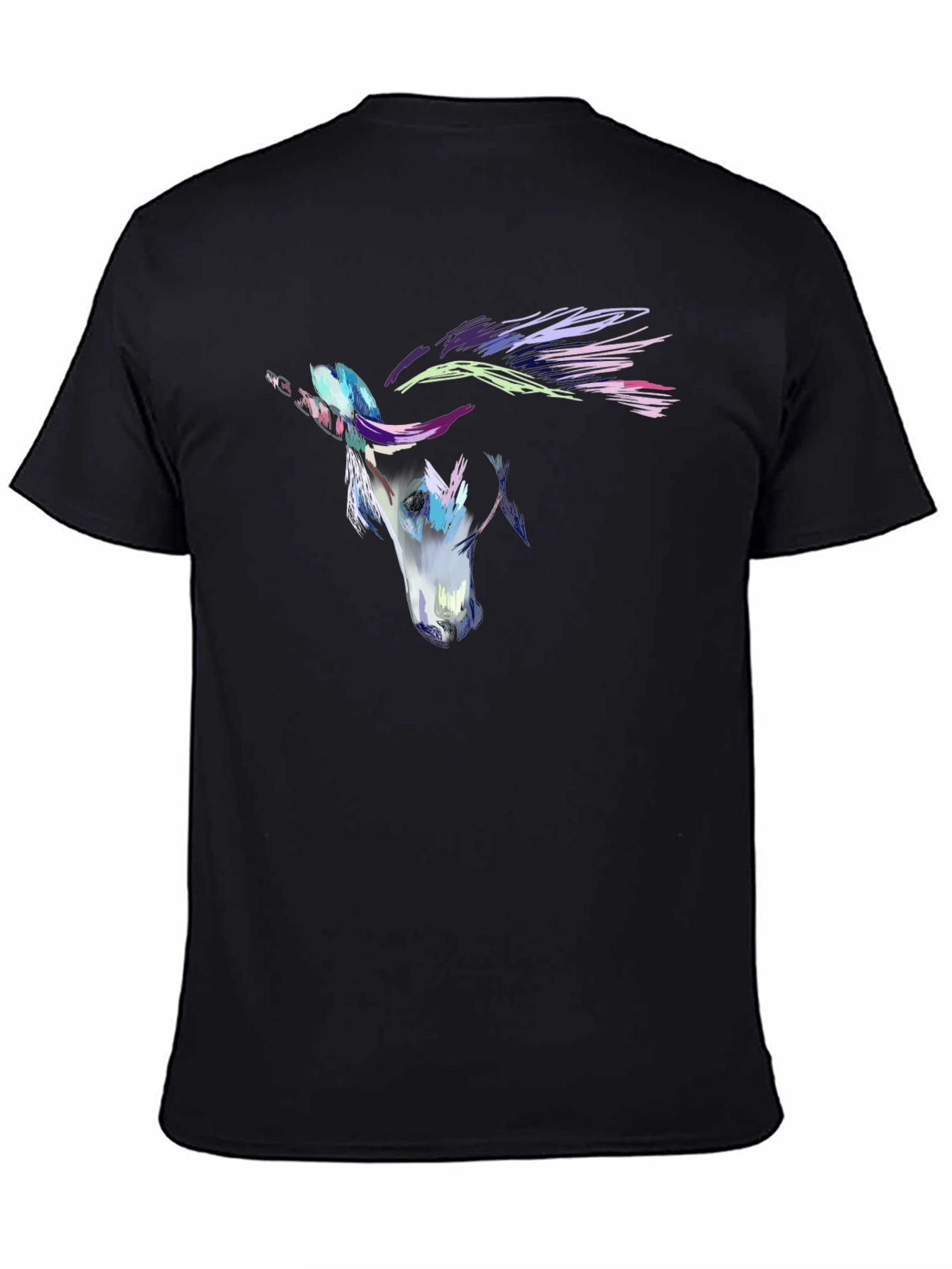Abstract Horse Graphic Mens Black T-Shirt