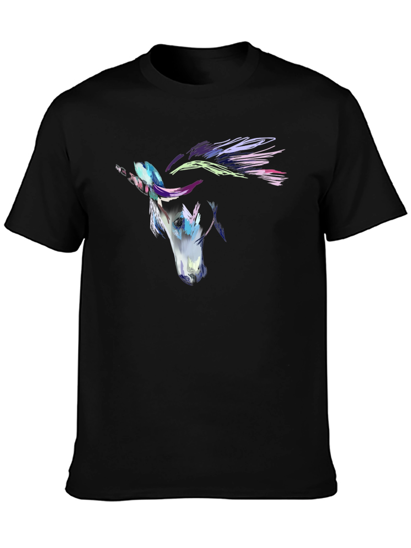 Abstract Horse Graphic Mens Black T-Shirt