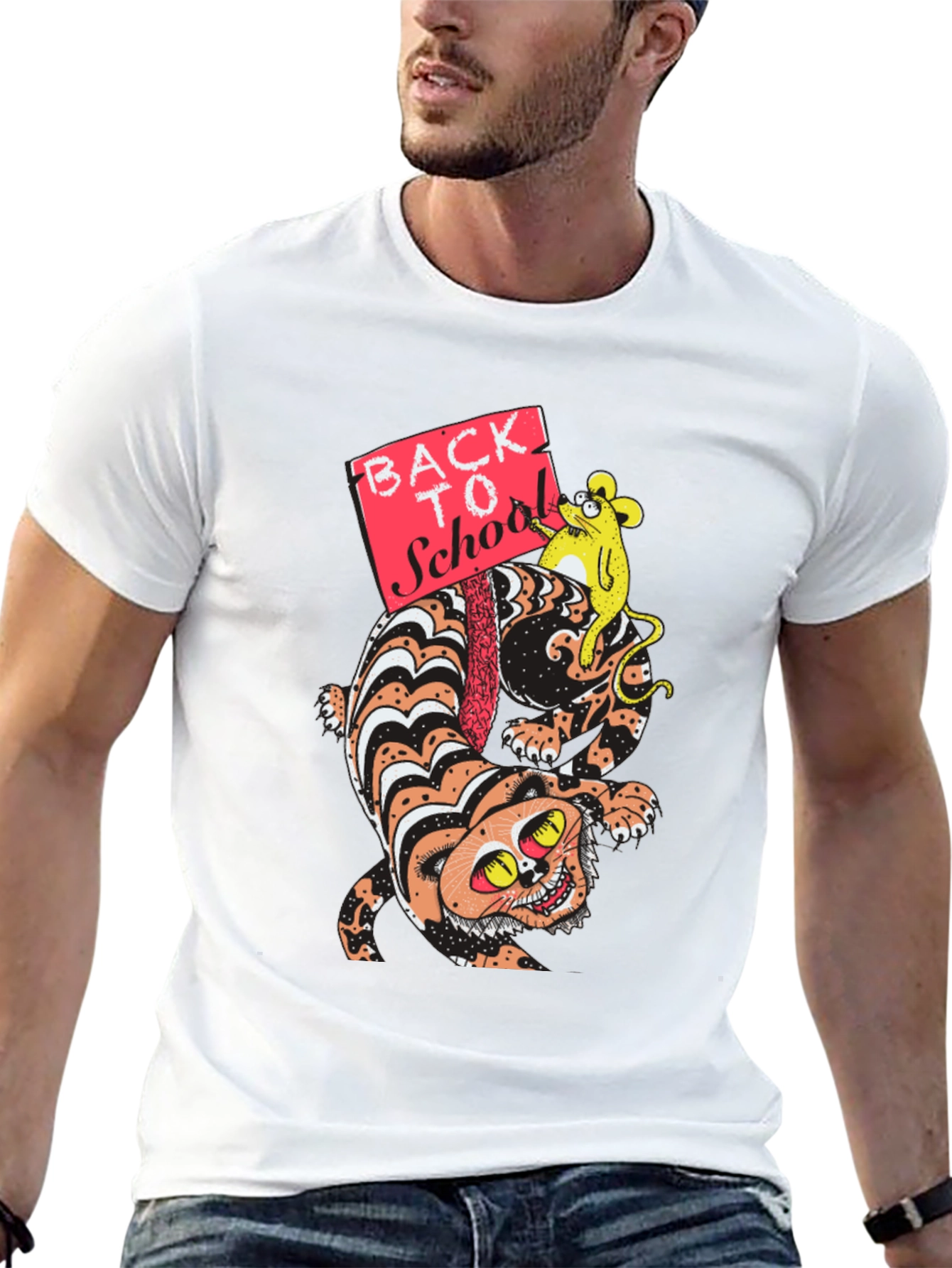 Cartoon Cat & Mouse Back To School T-Shirt