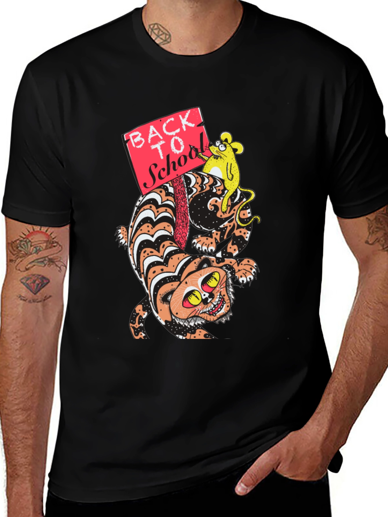 Cartoon Cat & Mouse Back To School T-Shirt