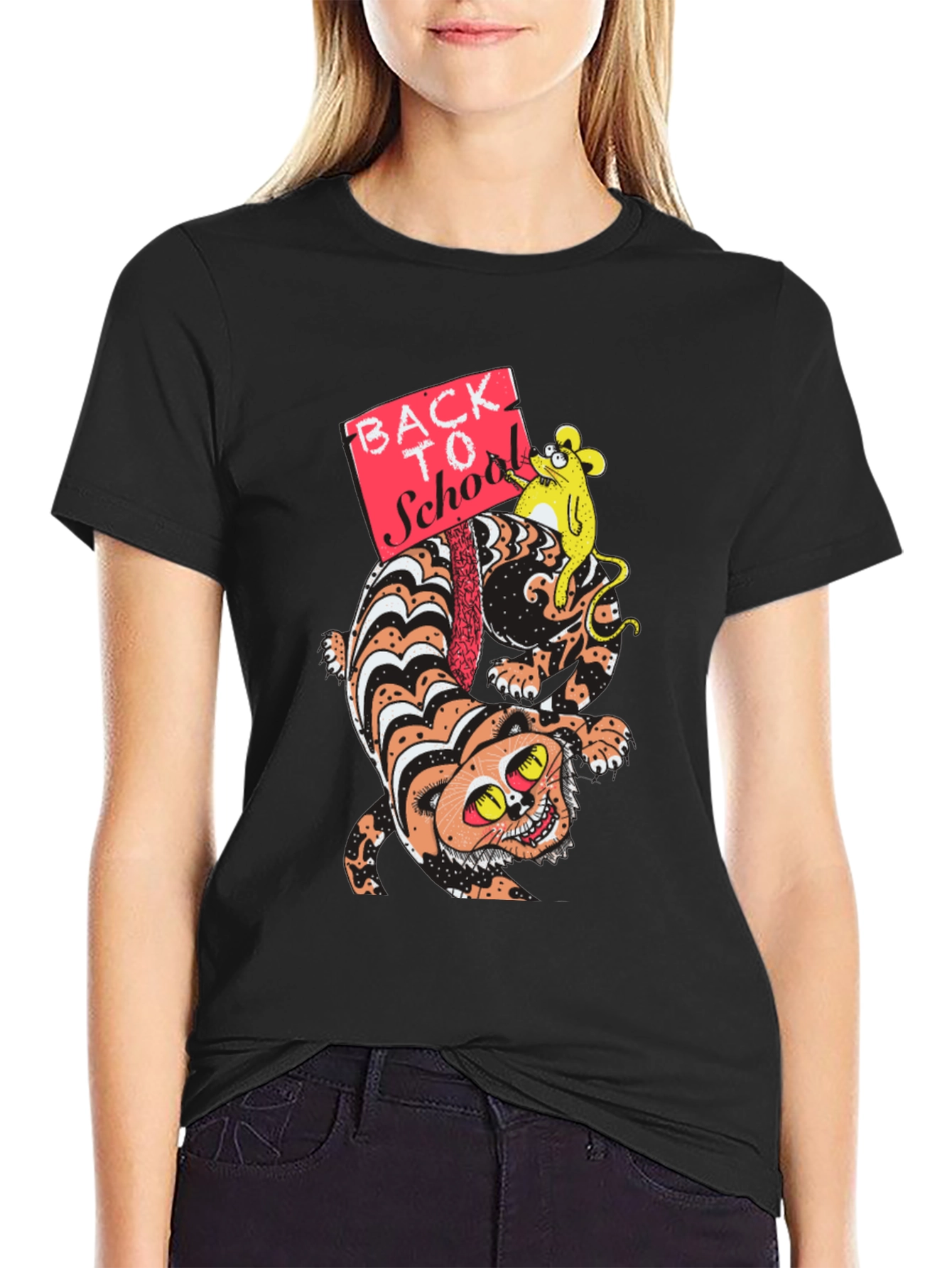 Cartoon Cat & Mouse Back To School T-Shirt