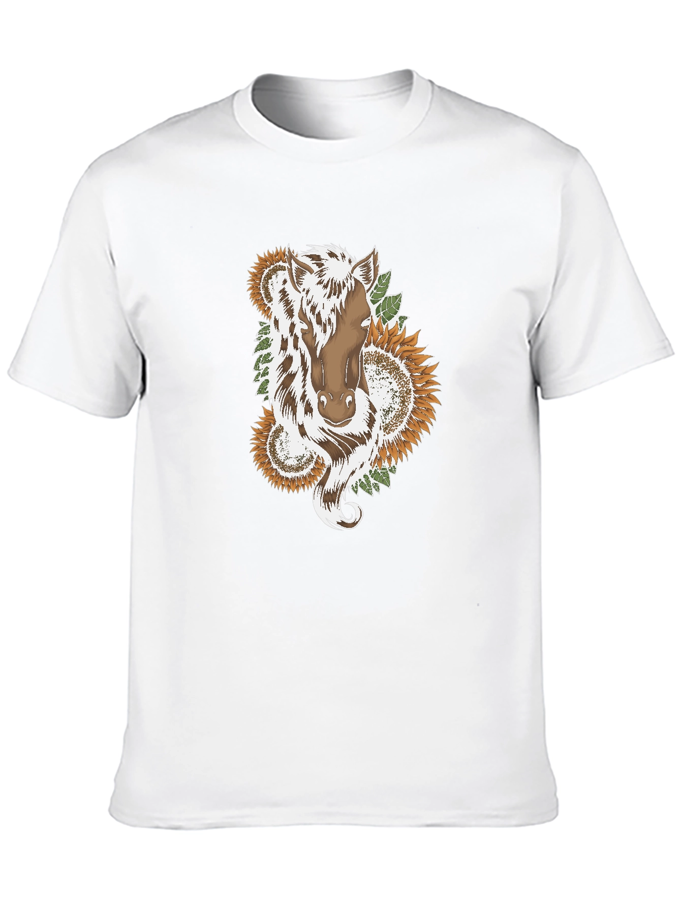 Horse & Sunflower Graphic Black T-Shirt