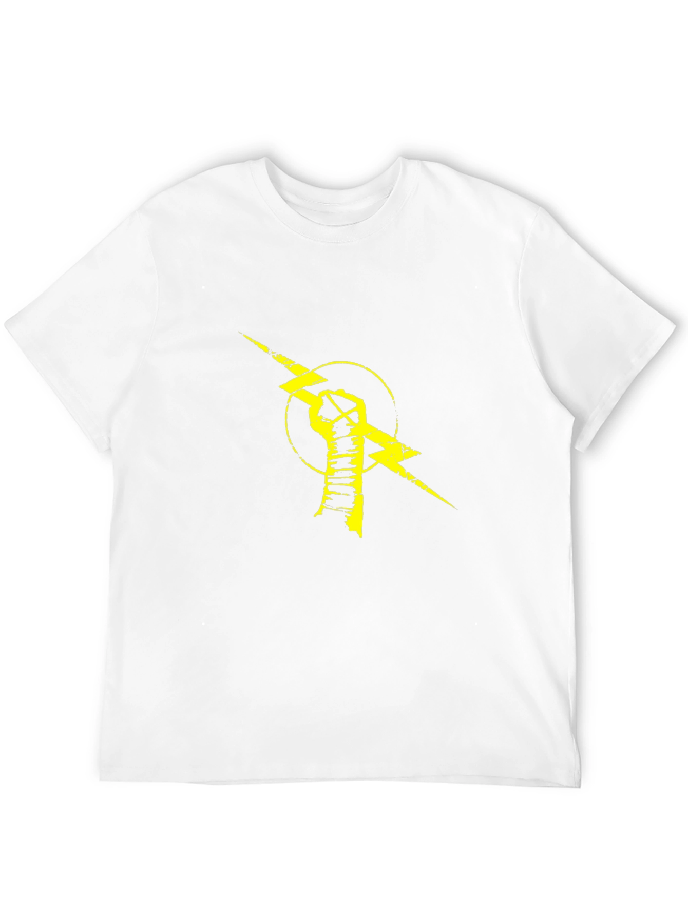 Black T-Shirt with Yellow Lightning Bolt Fist Graphic